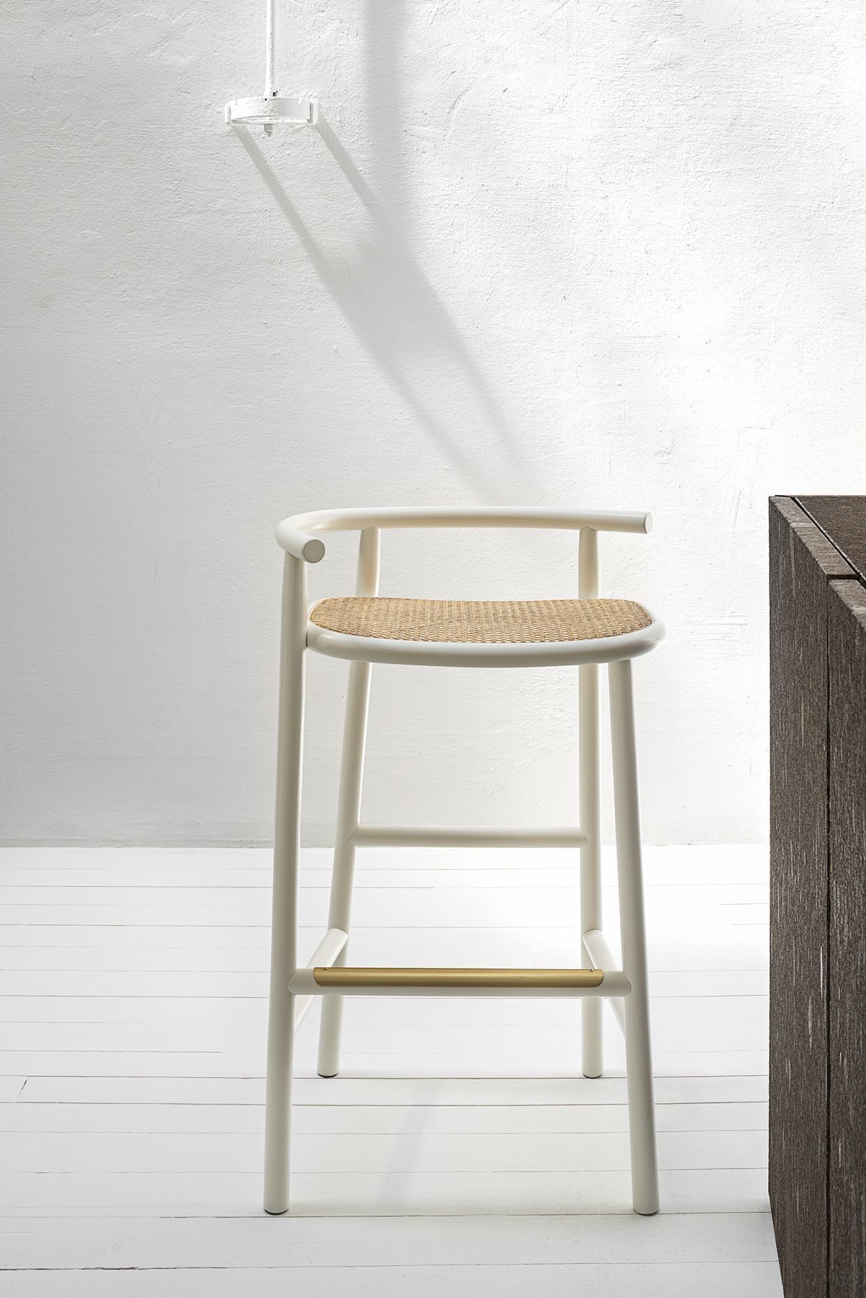 Single Curve Barstool woven cane seat Wiener GTV Design