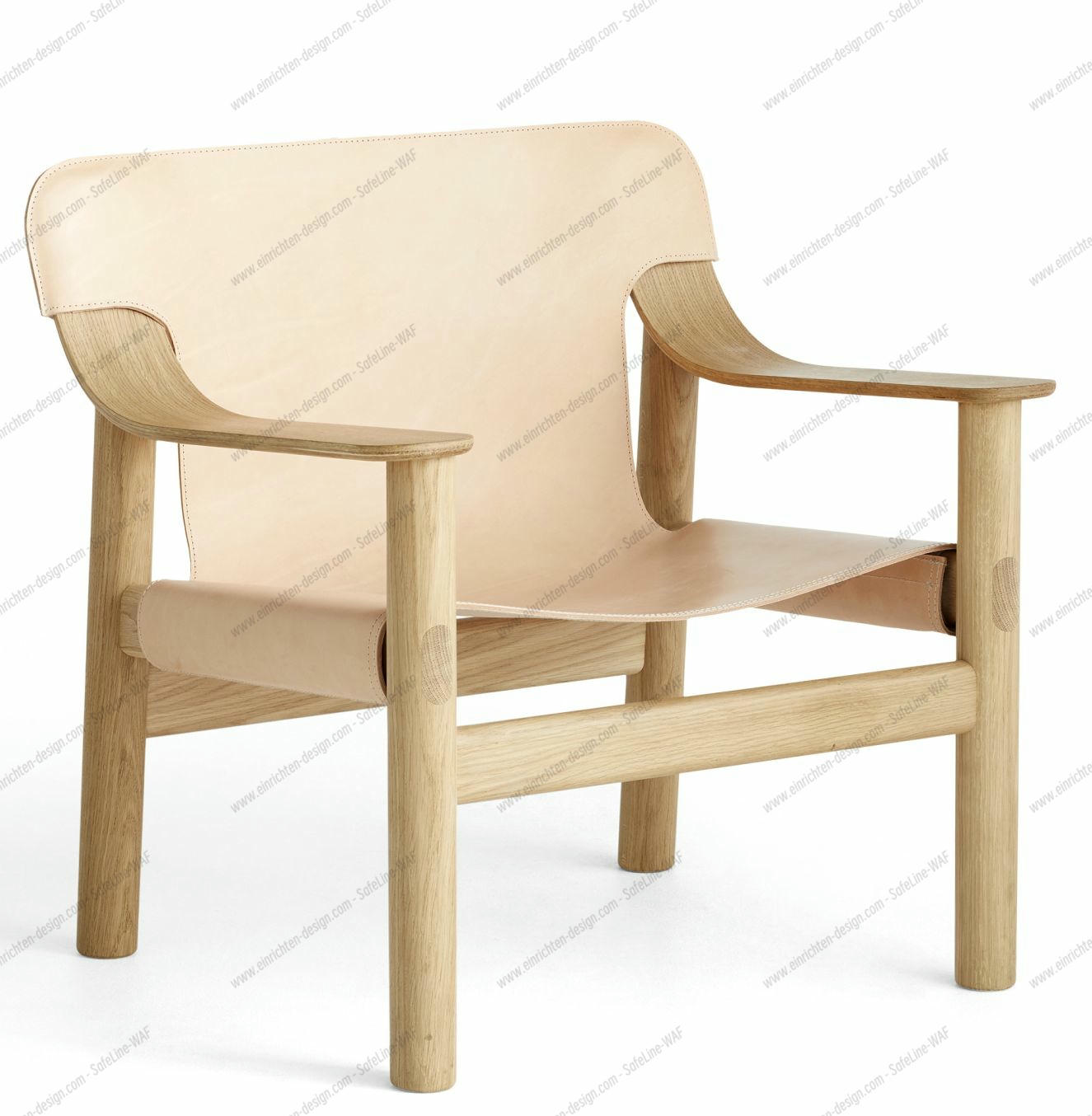 Bernard Chair Sessel von Hay: Massivholz Eiche, naturfarbenes Leder, moderner Design Sessel.
