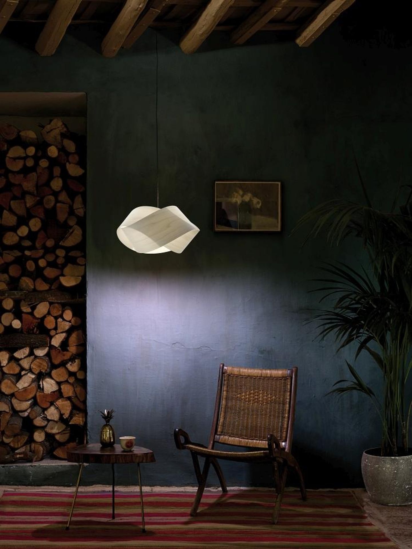 Nut Suspension Pendant Lamp Cable and Canopy in Black Shade in Orange LZF Lamps