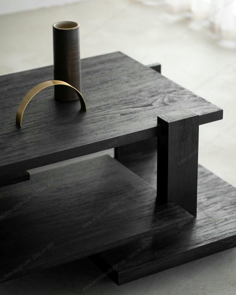 Teak Abstract Coffee table Black Ethnicraft