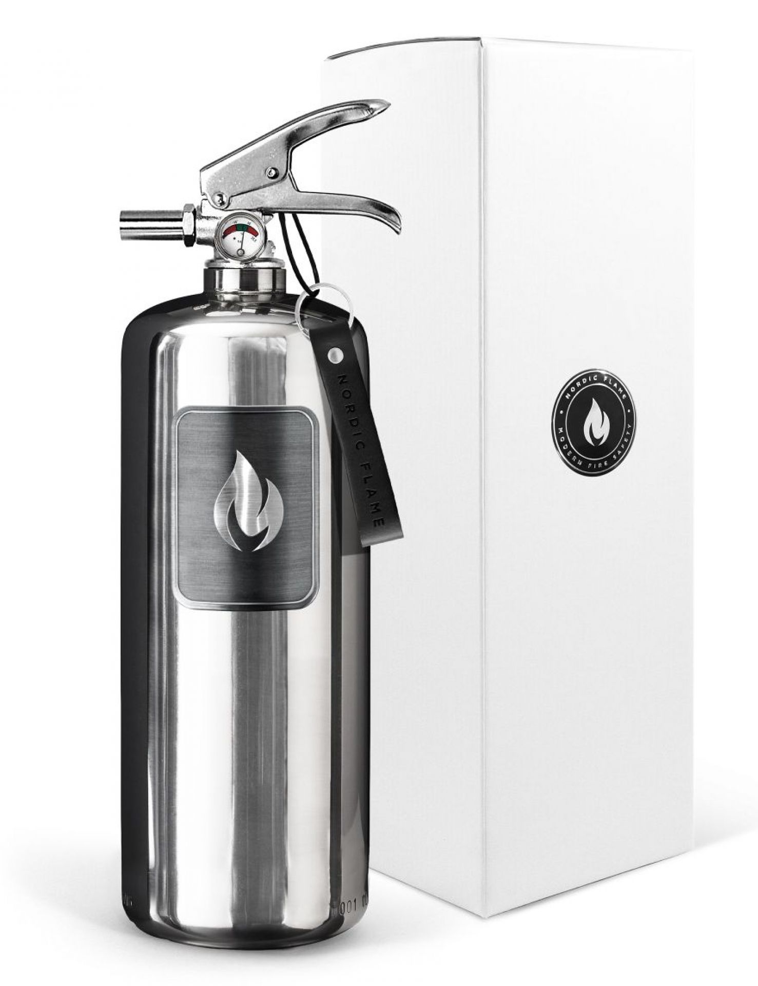 Fire extinguisher Steel Edition 2 kg polished stainless steel Nordic Flame SINGLE PIECES