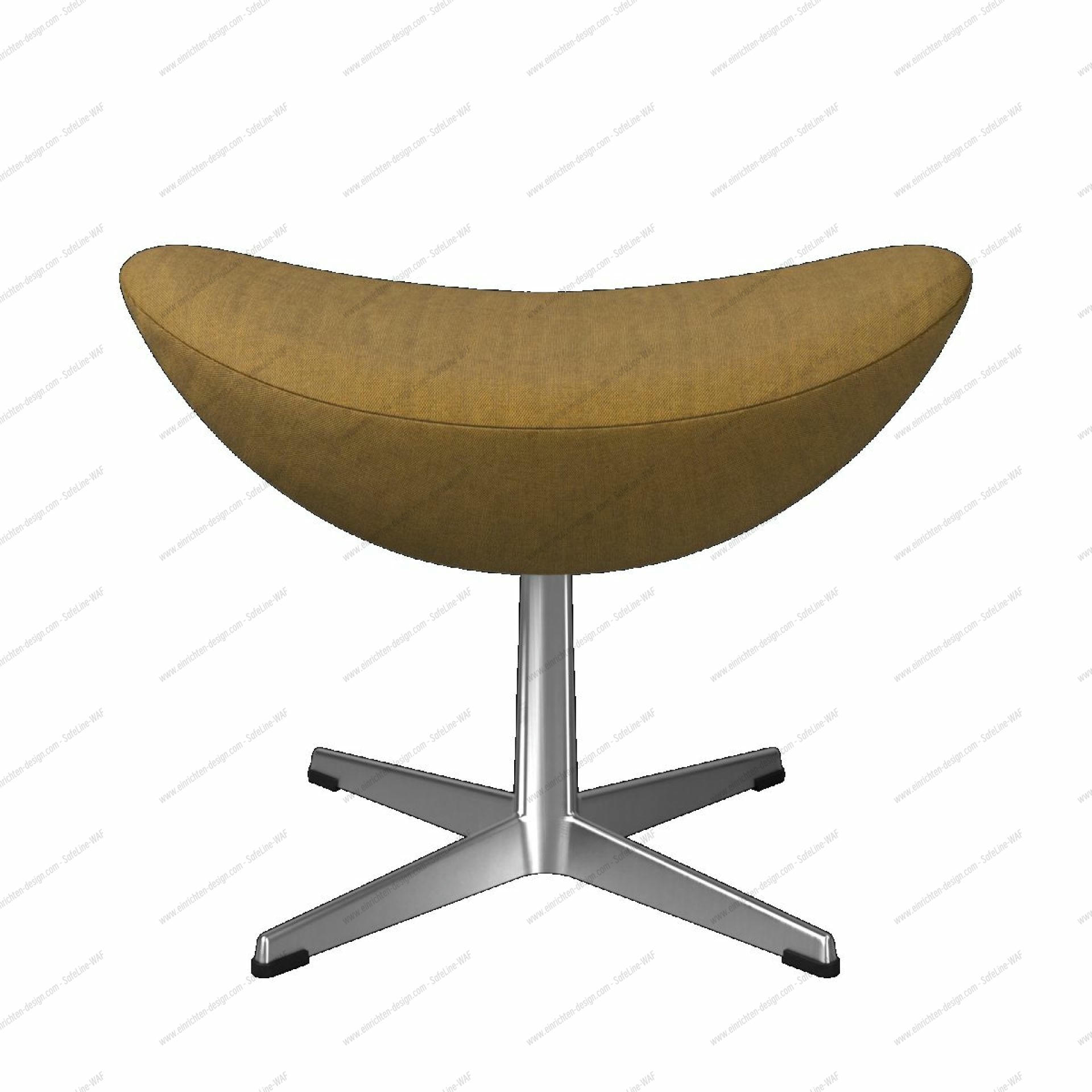 Egg Chair Hocker im Safran Re-wool Stoff von Fritz Hansen mit silbernem Fuß.