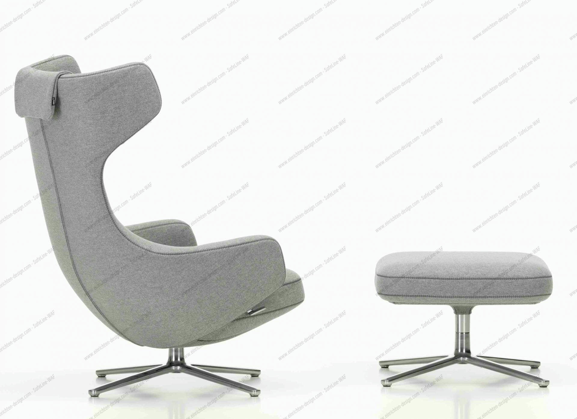 Grand Repos Armchair + Ottoman Vitra Polished Cosy Pebble