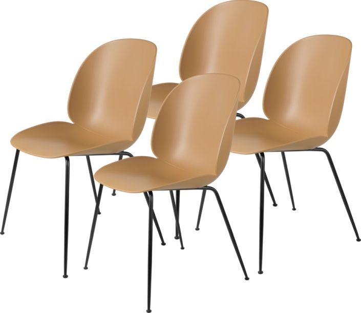 Beetle Chair Dining Chair Unupholstered Amber Brown Black Set of 4 Gubi
