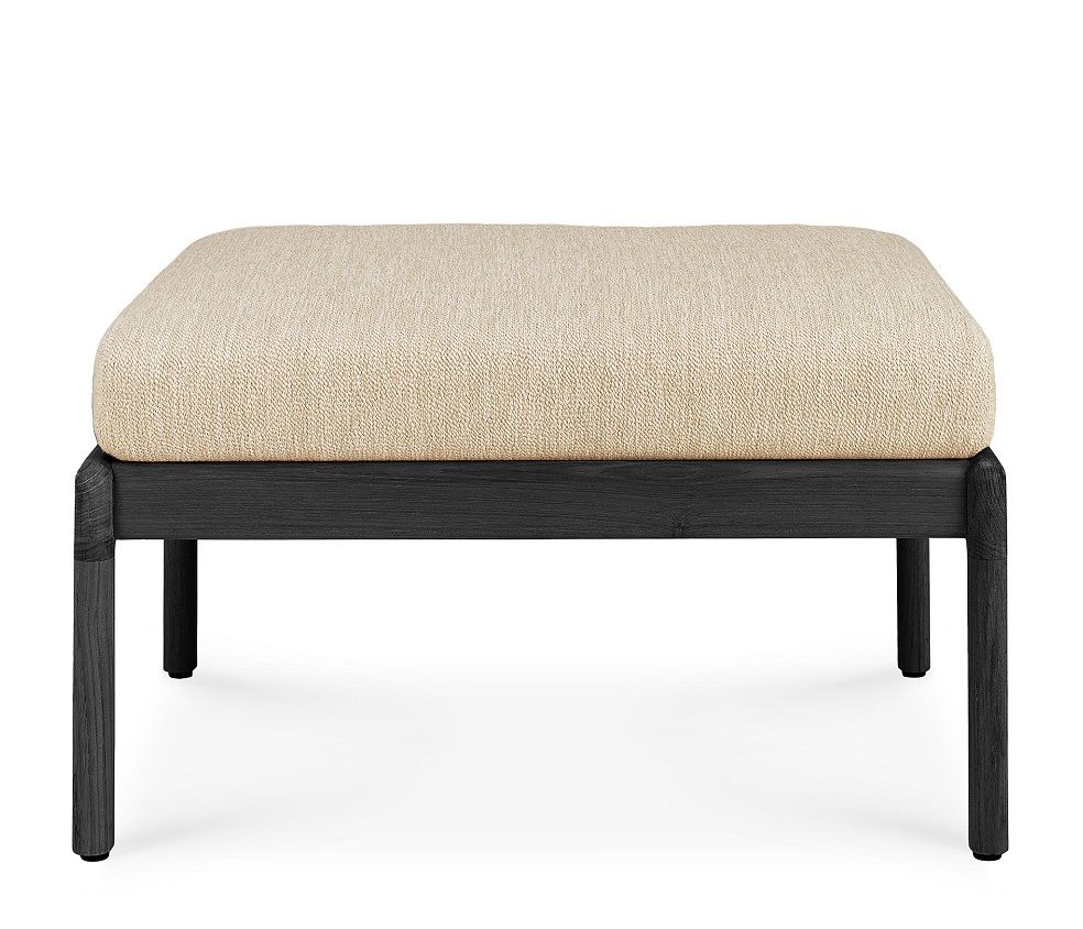 Jack Outdoor Upholstered Stool Teak Black Ethnicraft