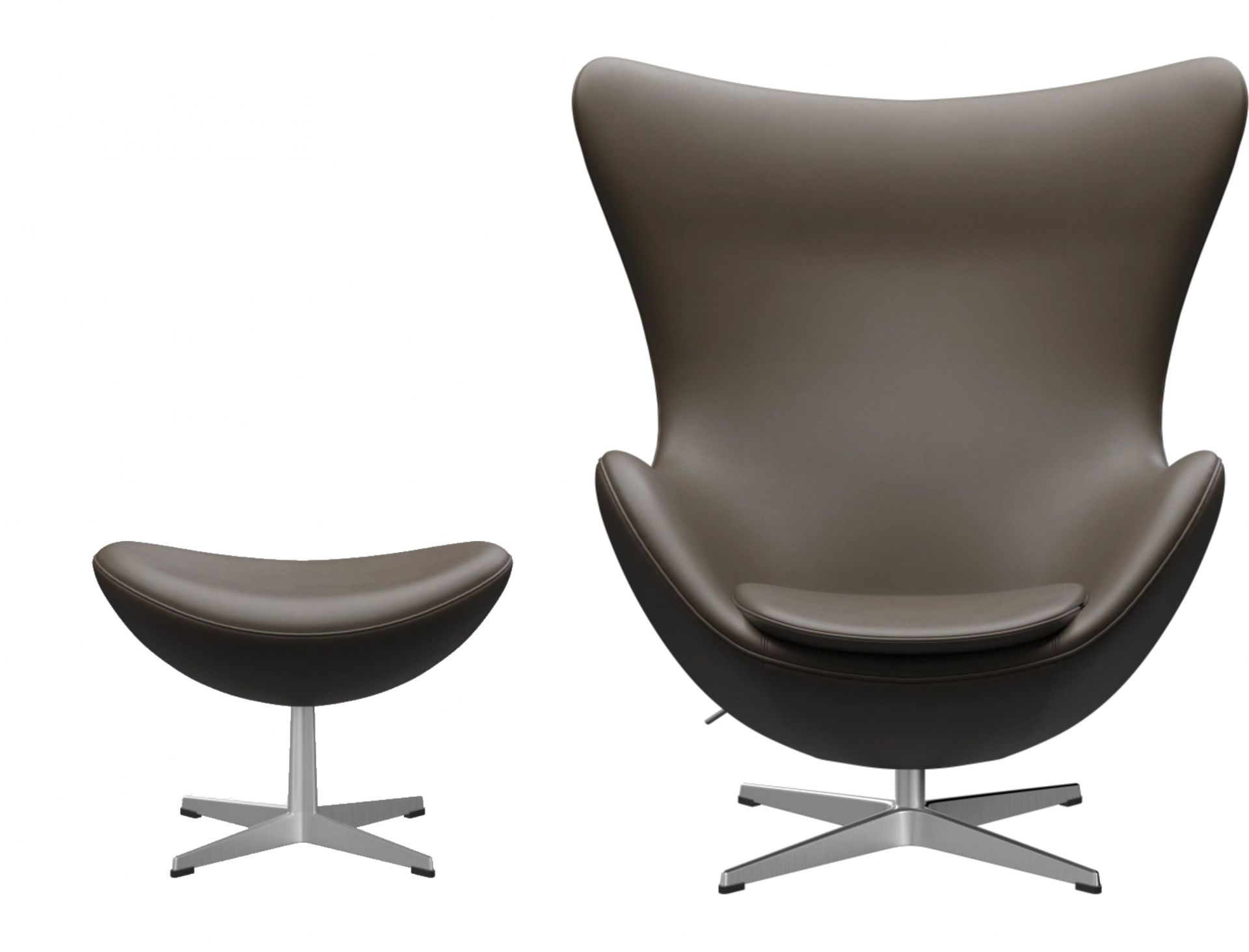 Egg Chair with Stool Action Model Essential Leather Stone Fritz Hansen