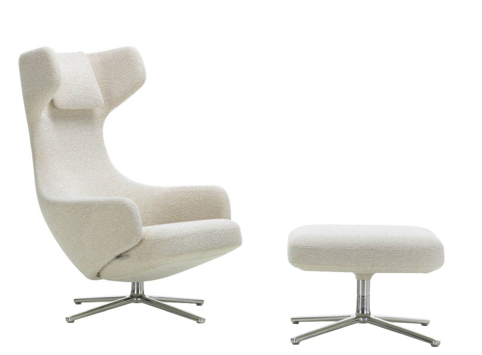 Grand Repos Armchair + Ottoman Vitra Polished Nubia Ivory / Pearl