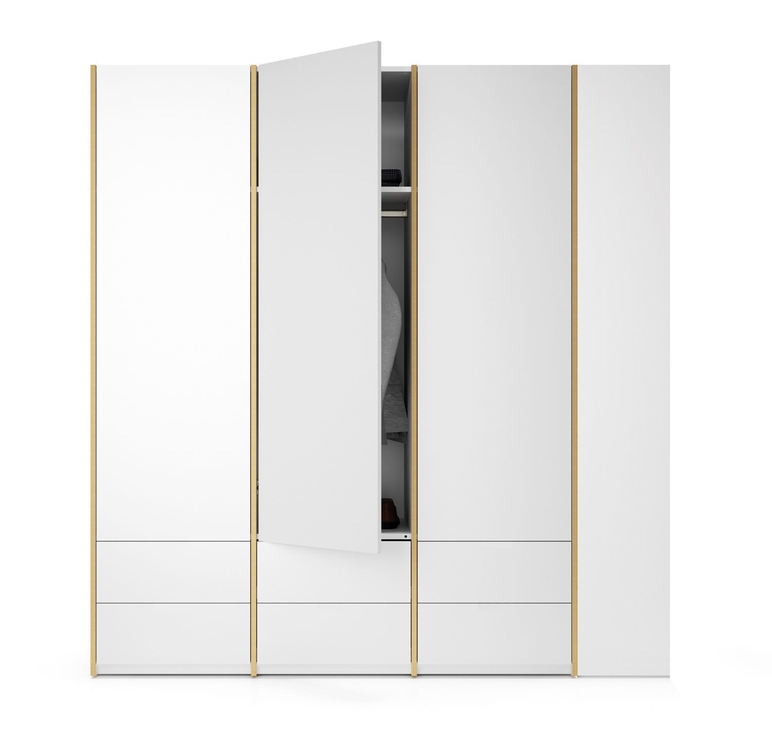 MODULAR PLUS wardrobe combination with add-on shelf right W 212.2 cm Müller Möbelwerkstätten