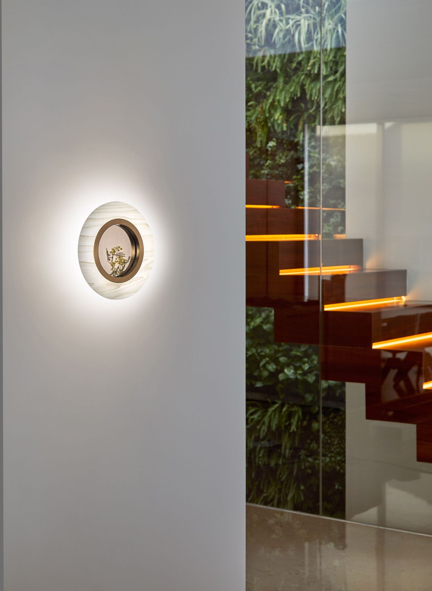 Lens LED Wall Lamp Round Metal Ring in Ivory White LZF Lamps