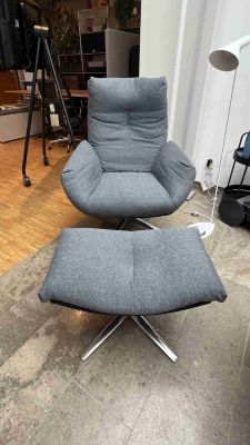 Cordia lounge armchair low with ottoman 285 LEATHER / 9130 FABRIC Cor EXHIBITION PIECE