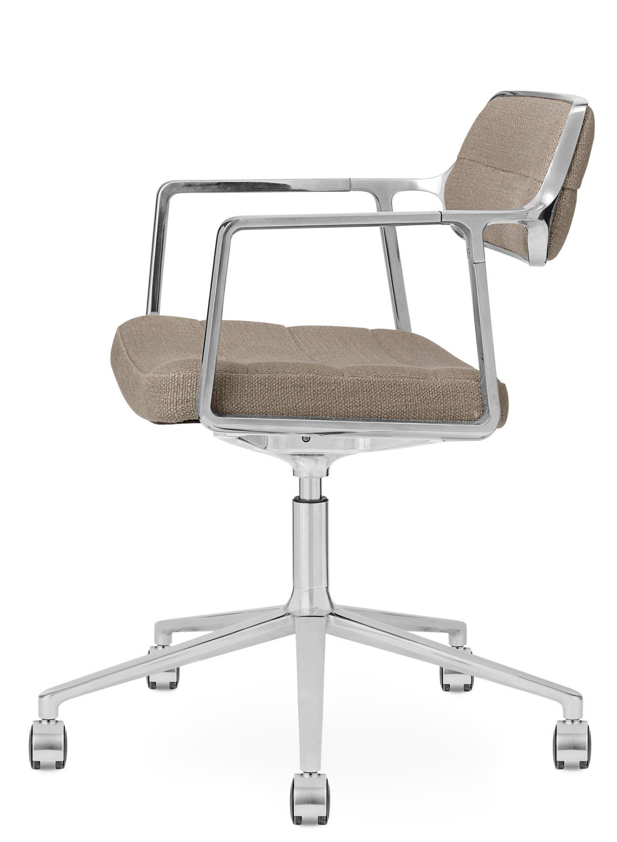 Vipp 453 / Vipp453 Swivel Chair DARK SAND TEXTILE / POLISHED ALUMINUM FRAME WITH CASTERS Vipp SINGLE PIECES
