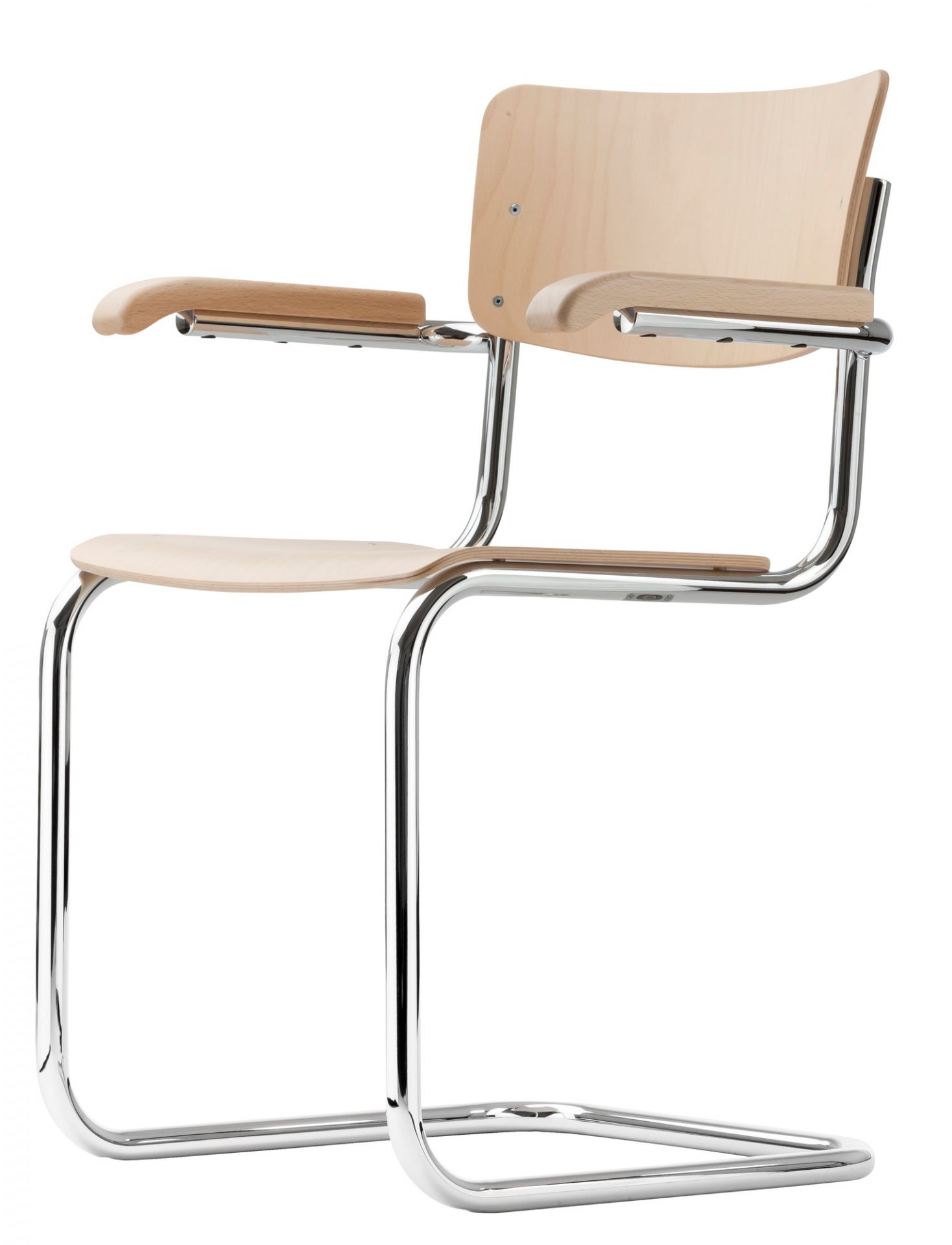 S 43 F Tubular steel classic cantilever Thonet Beech black - Chrome