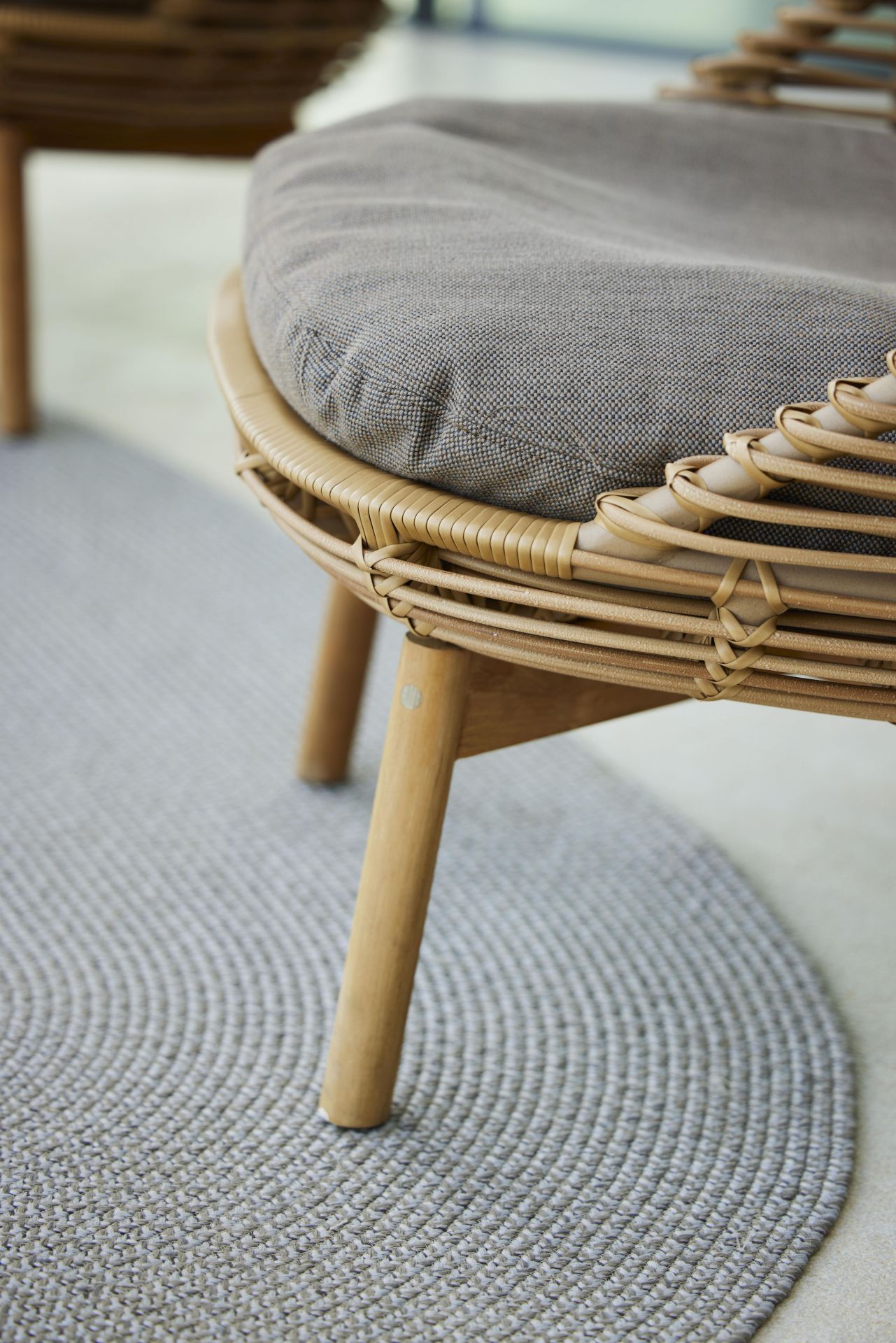 Hive Highback Armchair with Teak Cane-Line Legs