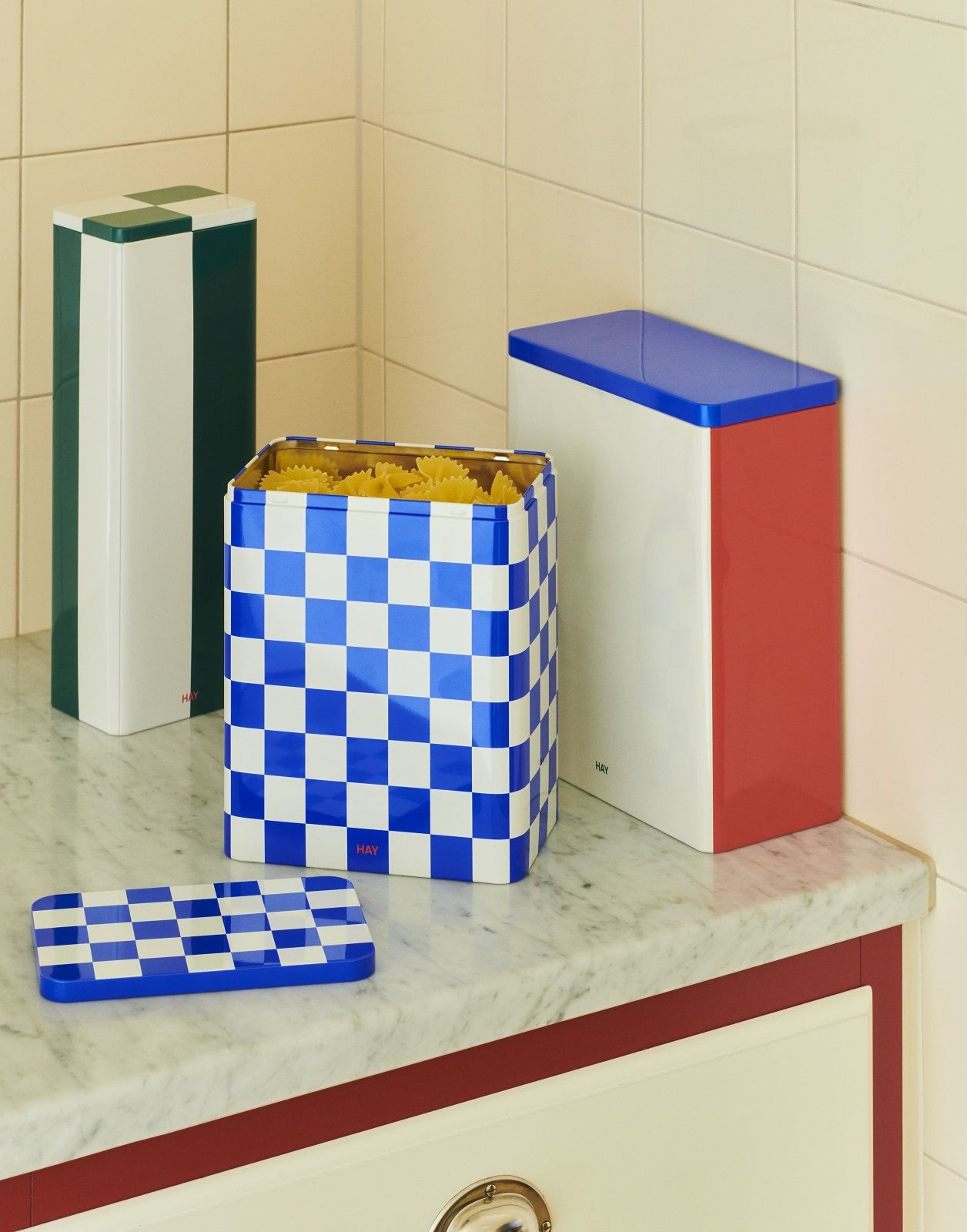 Tin Container Storage Box Blue Hay