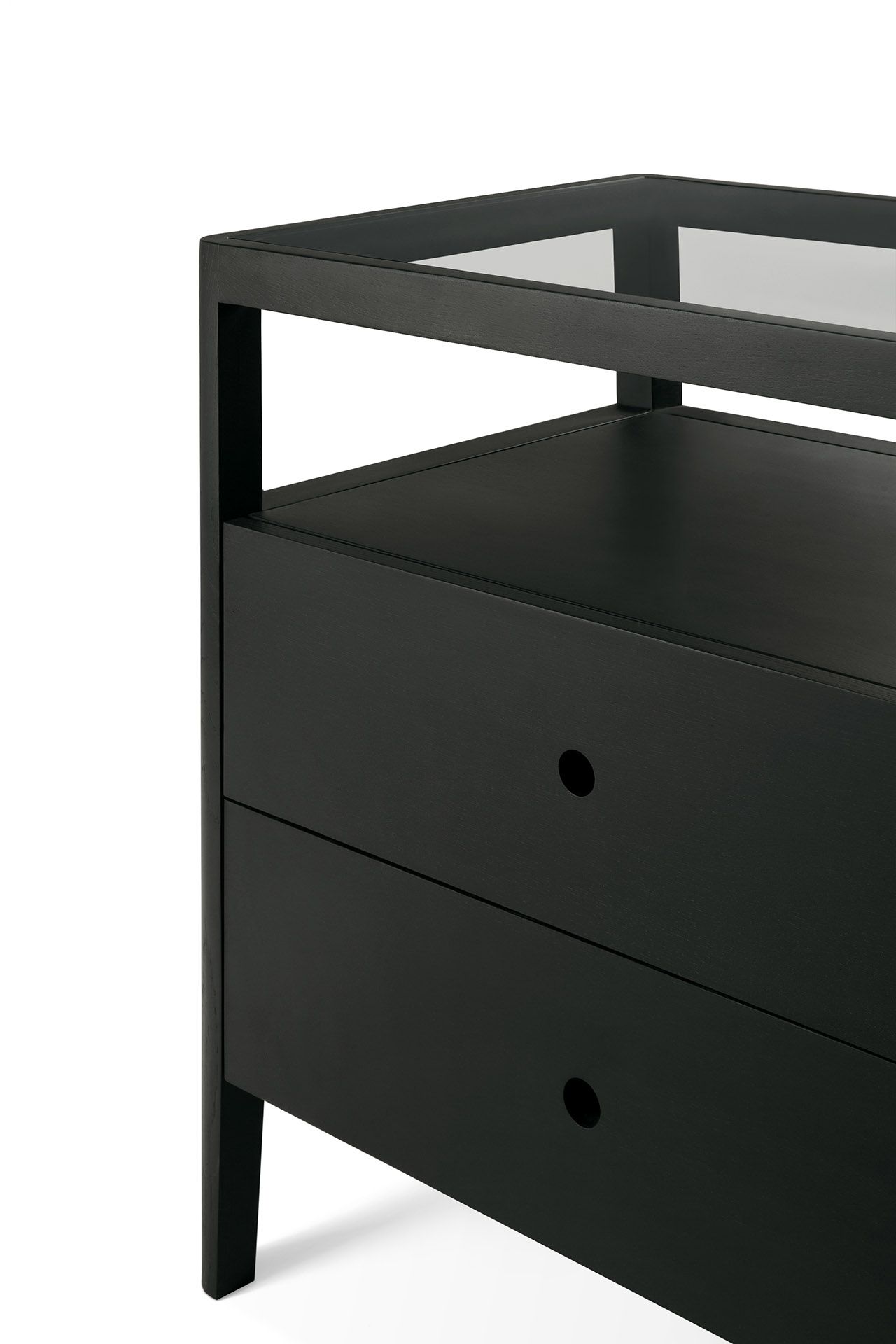 Spindle chest of drawers with drawers black lacquered oak Ethnicraft