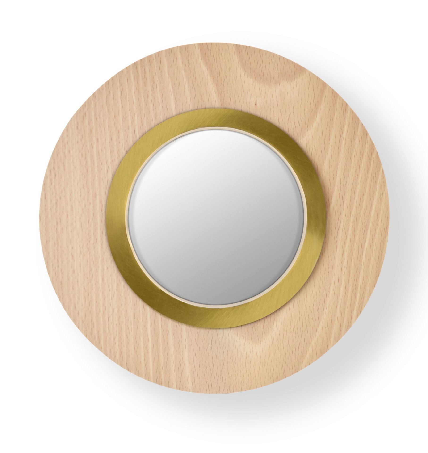 Lens LED Wall Light Round Metal Ring in Gold Beech LZF Lamps
