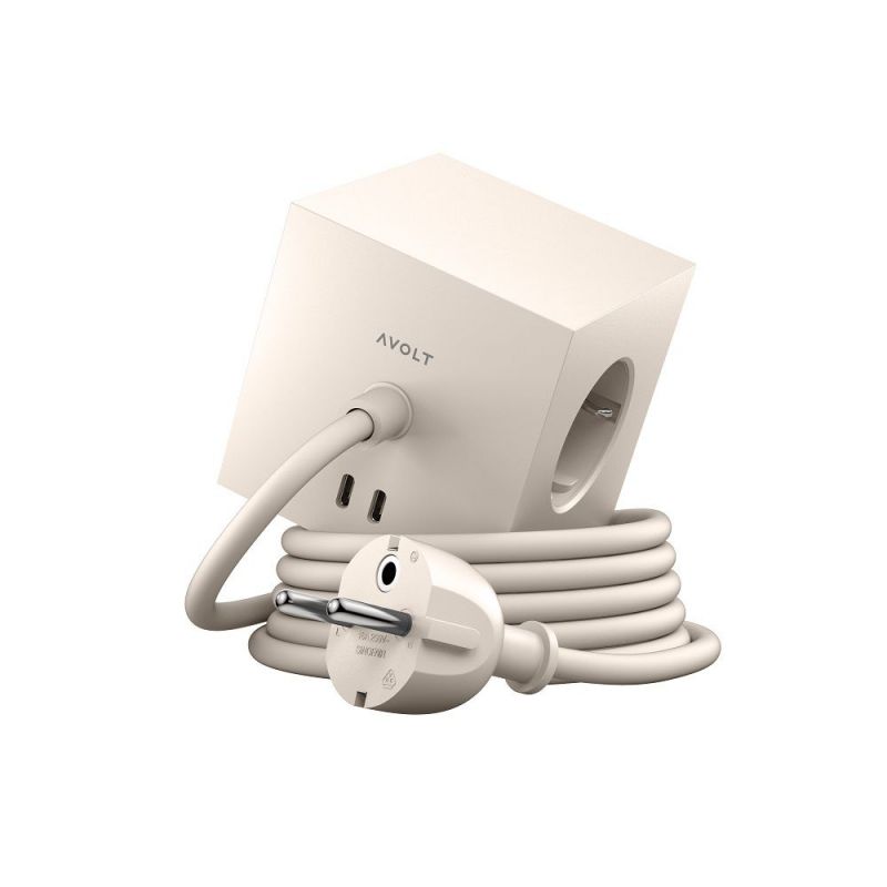 Square 1 - Avolt Socket Cube with USB C dfp Design Beige