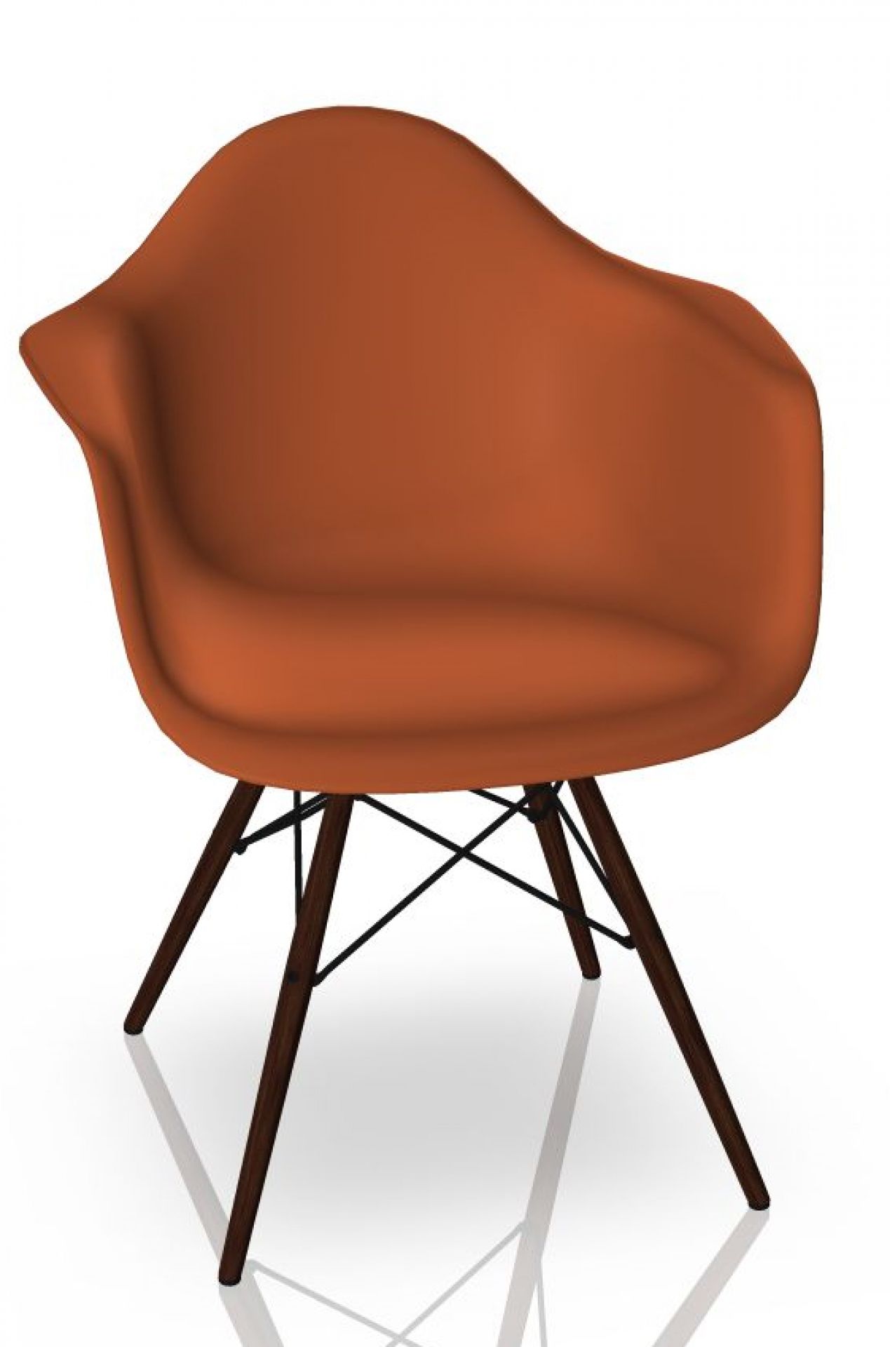 Eames Plastic Arm Chair DAW Chair Vitra Maple dark - Poppy red