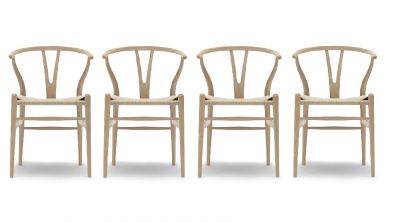 CH24 Wishbone Chair / Y-Chair Oak white oil 4-er Set Carl Hansen