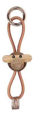 Monkey key ring gold-coloured metal with natural leather Kay Bojesen