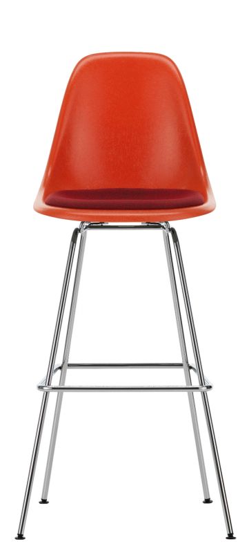 Eames Fibreglass Bar Stool High Bar stool with seat cushion Vitra 