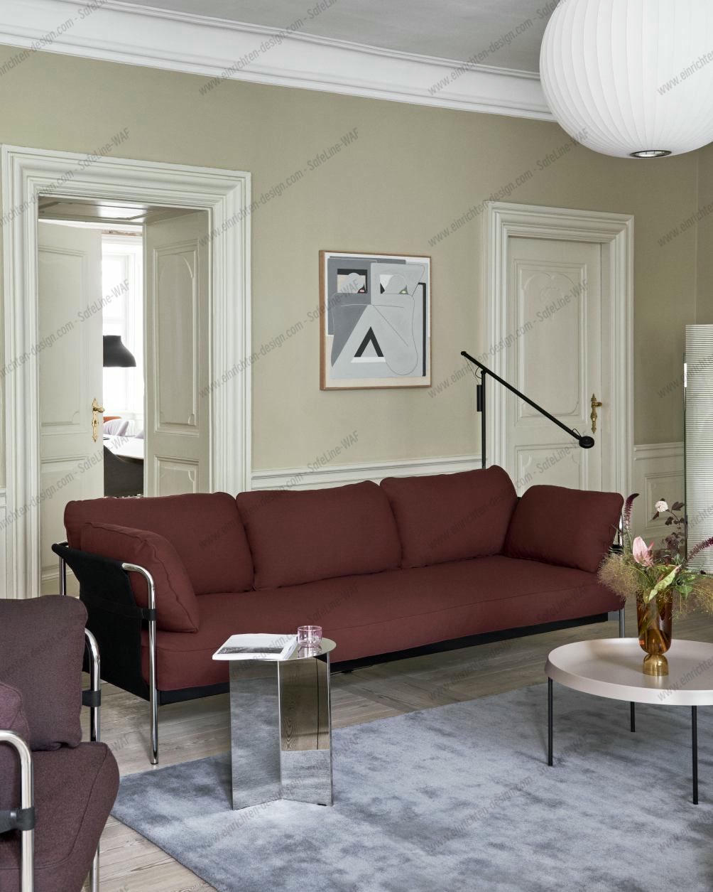 Can 3-seater sofa Hay frame chrome / canvas black / Steelcut 0975