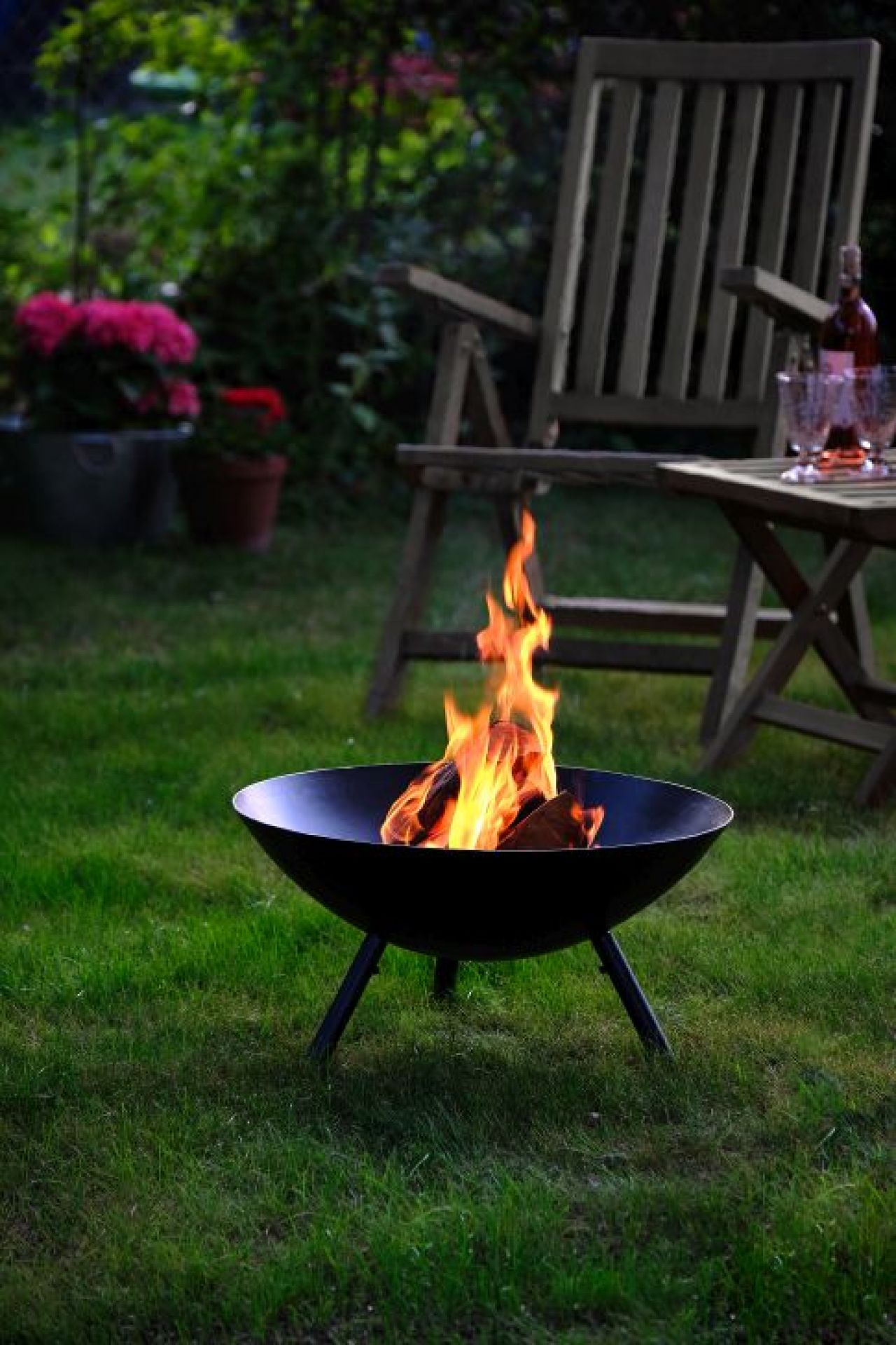 Flames complete set fire bowl L, grill plate and tongs Philippi