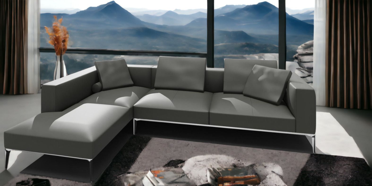 Jaan Living 3 Seater Sofa with 2 Back Cushions, 2 Comfort Cushions & 2 Comfort Castors Combi A21 Walter Knoll Fabric Garbo Moonlight