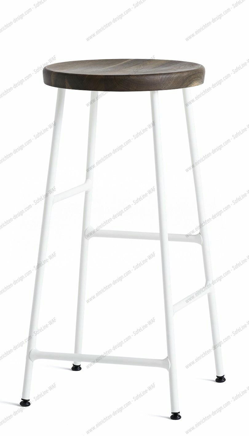 Cornet Bar Stool Low Bar Stool H 65 cm Hay Steel cream white powder-coated / oak smoked oiled