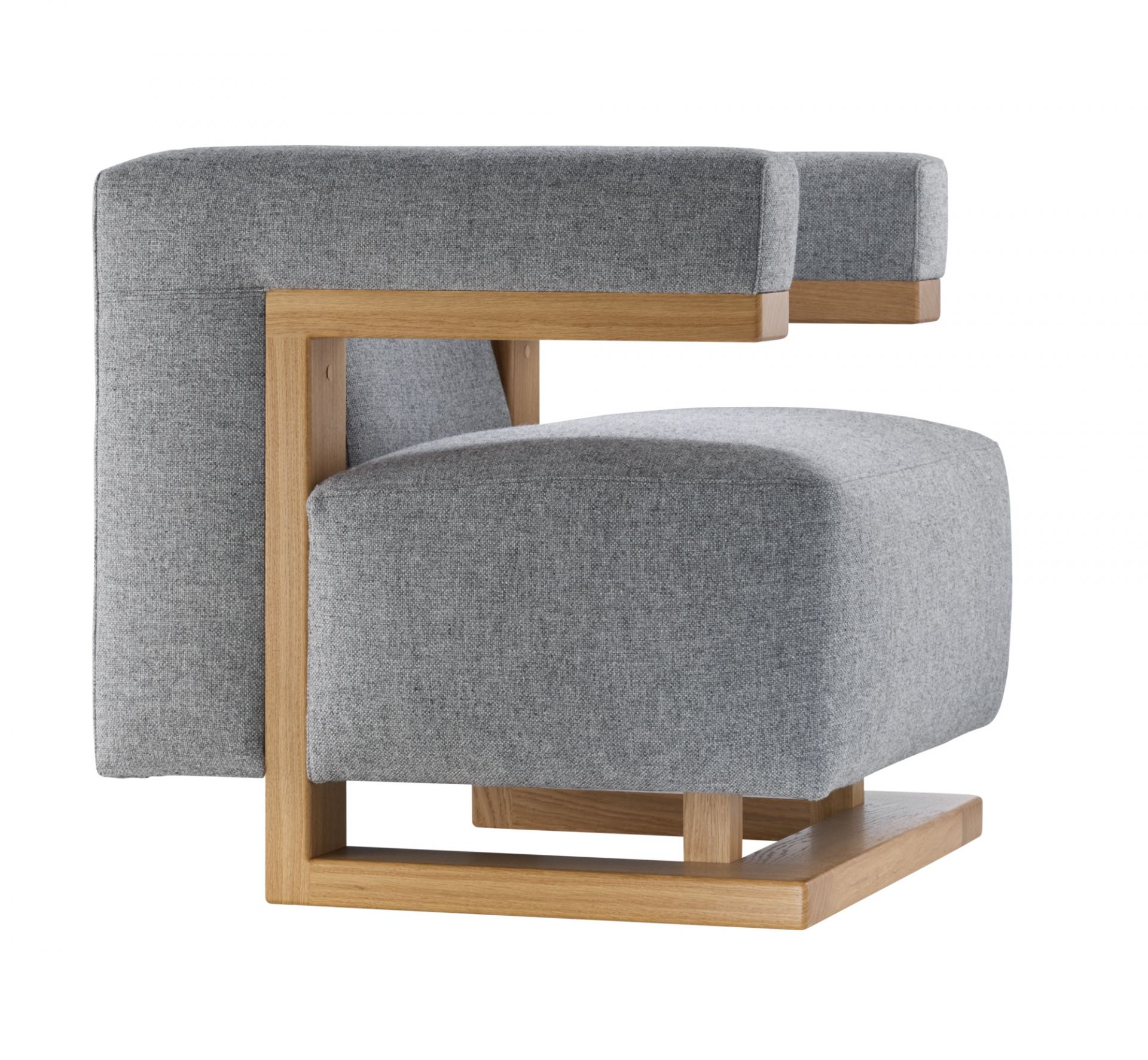 Gropius F51 Armchair Bauhaus Reedition Tecta Hallingdal 130 Grey / solid oak frame