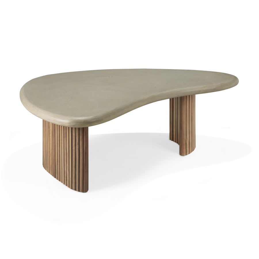 Boomerang coffee table outdoor concrete/teak Ethnicraft