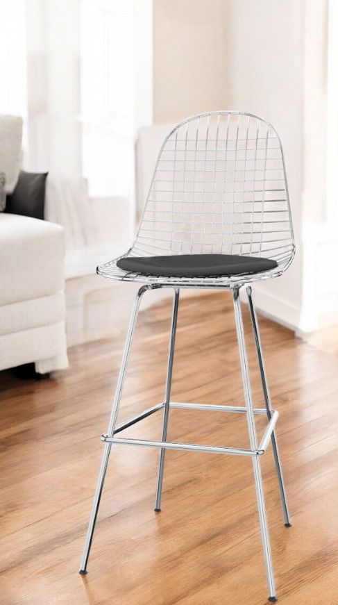 Eames Wire Bar Stool Medium with seat cushion Vitra 