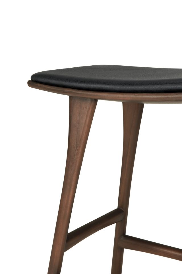 Osso Counter Stool Bar stool with seat cushion leather black Ethnicraft 