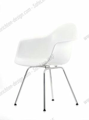 Eames Plastic Arm Chair DAX Chair Vitra Chrome - White