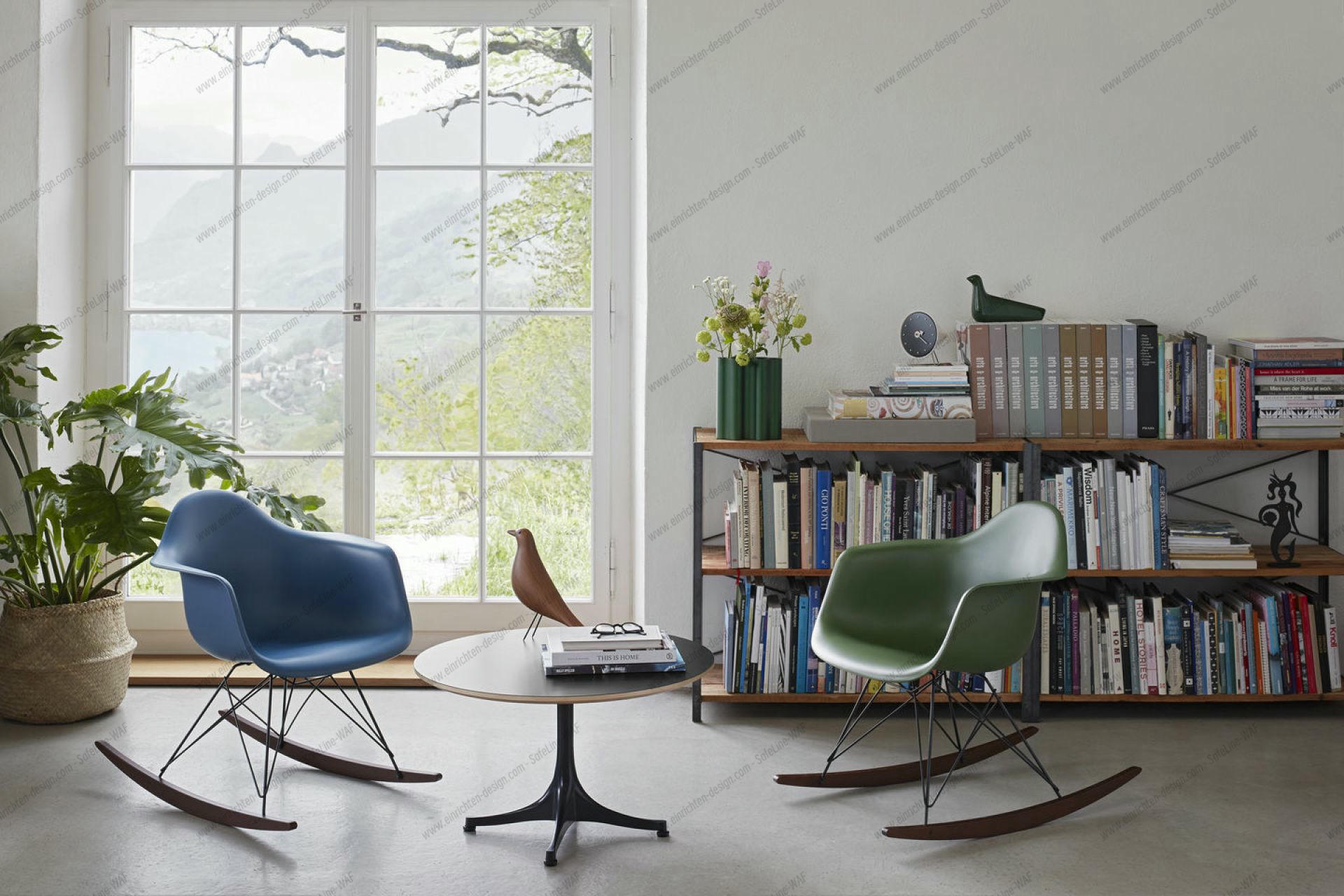 Eames Plastic Arm Chair RAR Rocking Chair Vitra Maple yallowish - Black - White
