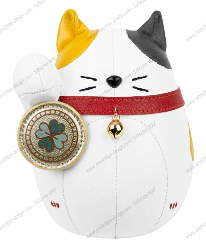 Paperweight cat Lucky Cat Fuu Clover White / Ochre yellow Züny 