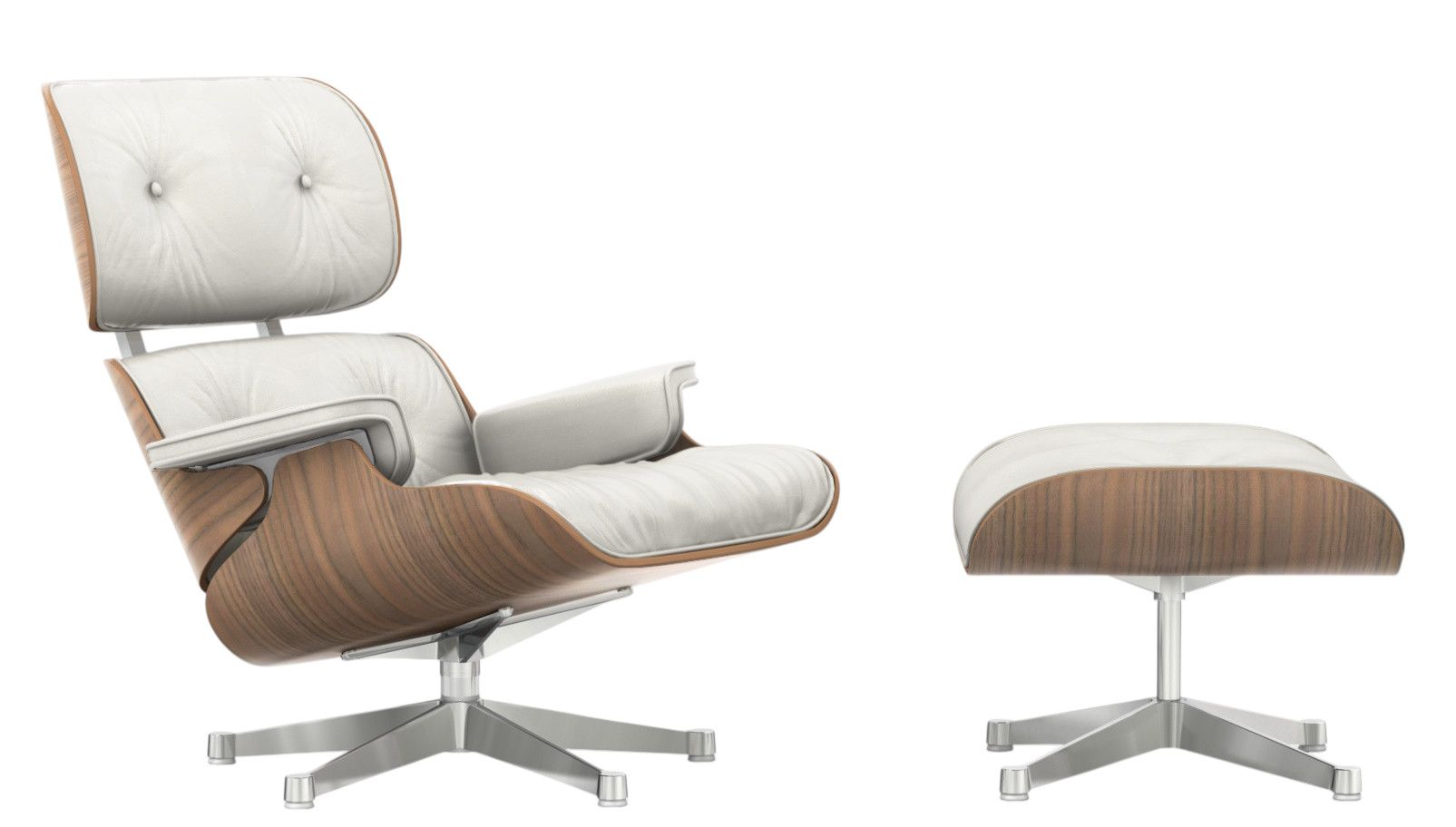 Eames Lounge Chair & Ottoman walnut white armchair Vitra