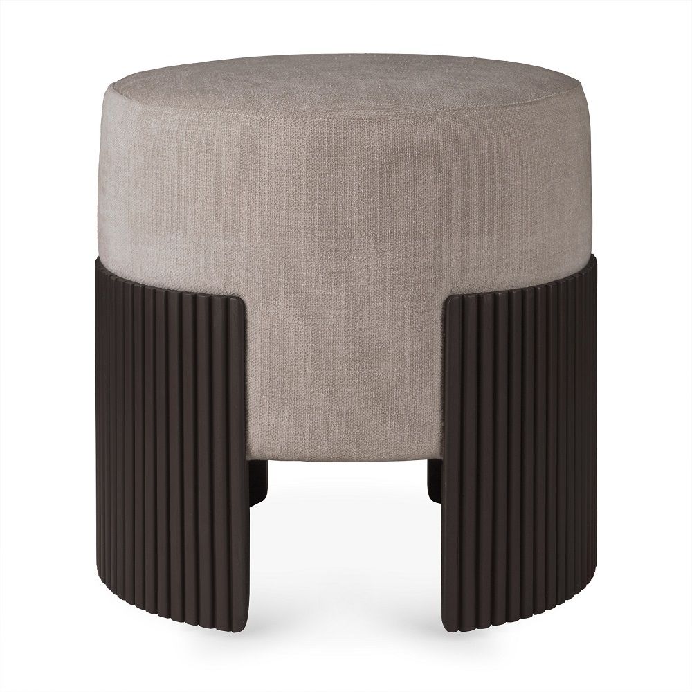 Roller Max Stool Mahogany Dark Brown / Fabric Rice Ethnicraft