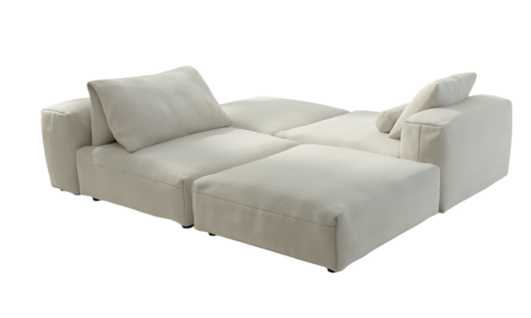 Vetsak Sofa Set 08 Outdoor, modulares 6-Sitzer Lounge Sofa in Beige mit Kissen.