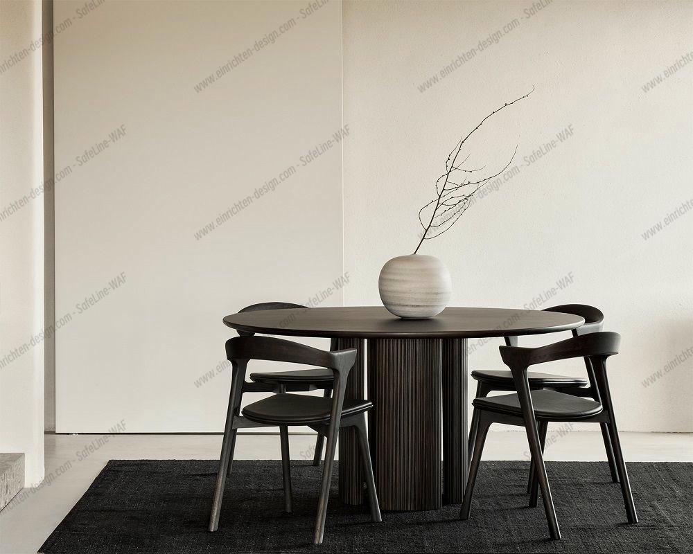 Roller Max Table Round Mahogany Dark Brown Ethnicraft