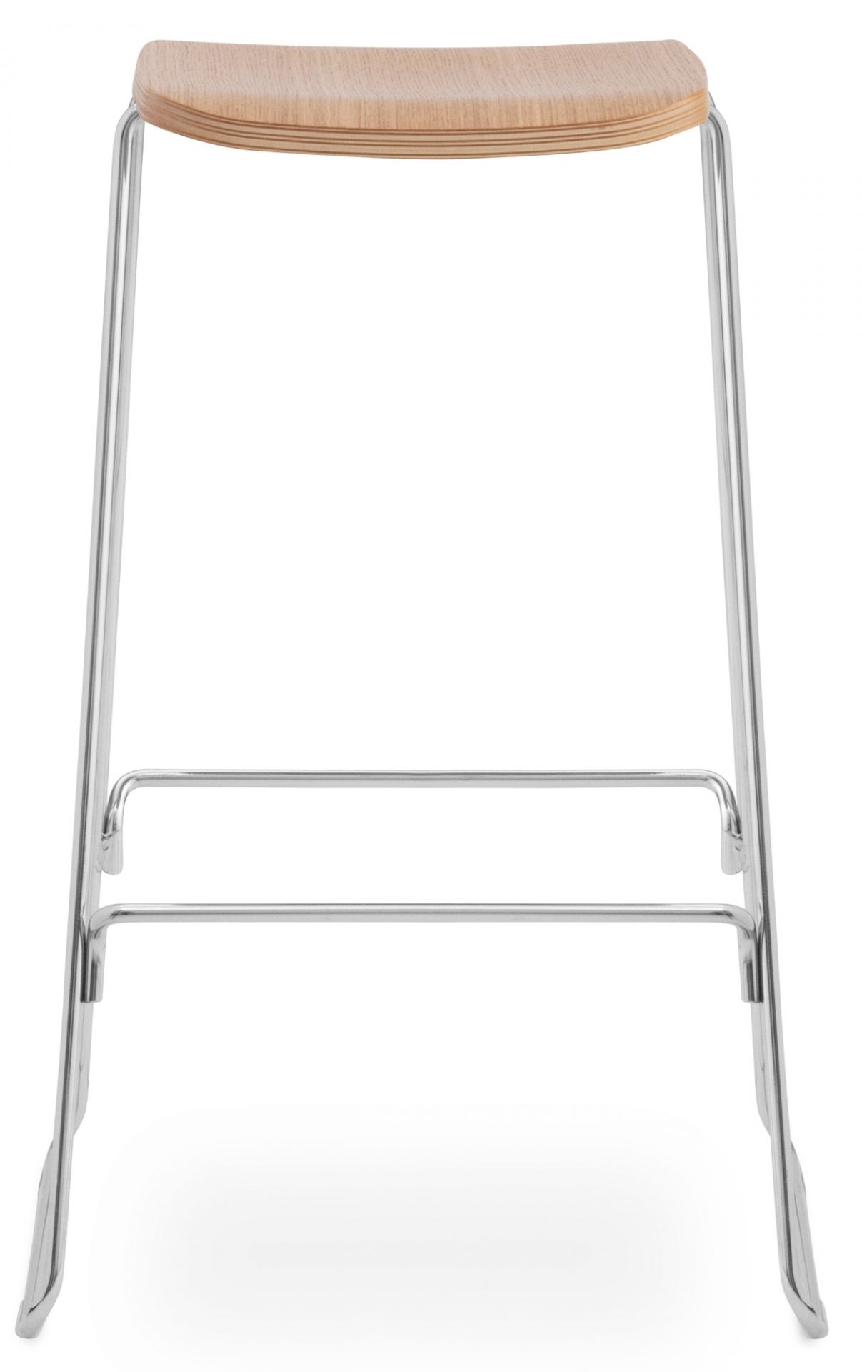 Just Barstool Barhocker von Normann Copenhagen: Eiche Sitzfläche, Chrom Gestell, 75 cm Höhe.