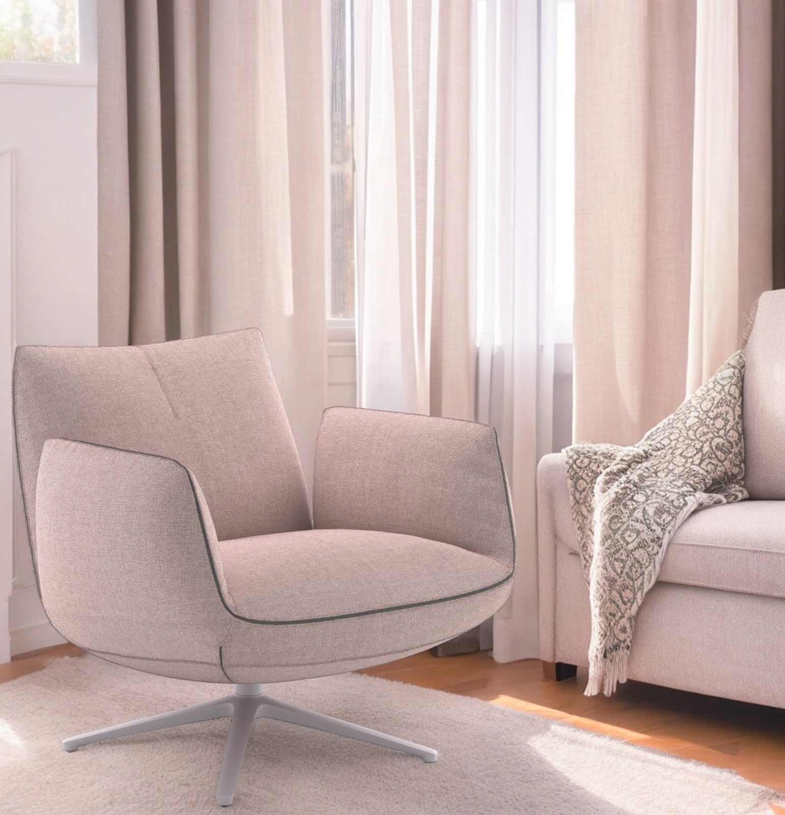 Jalis Club chair / Swivel chair with 4-leg frame Cor