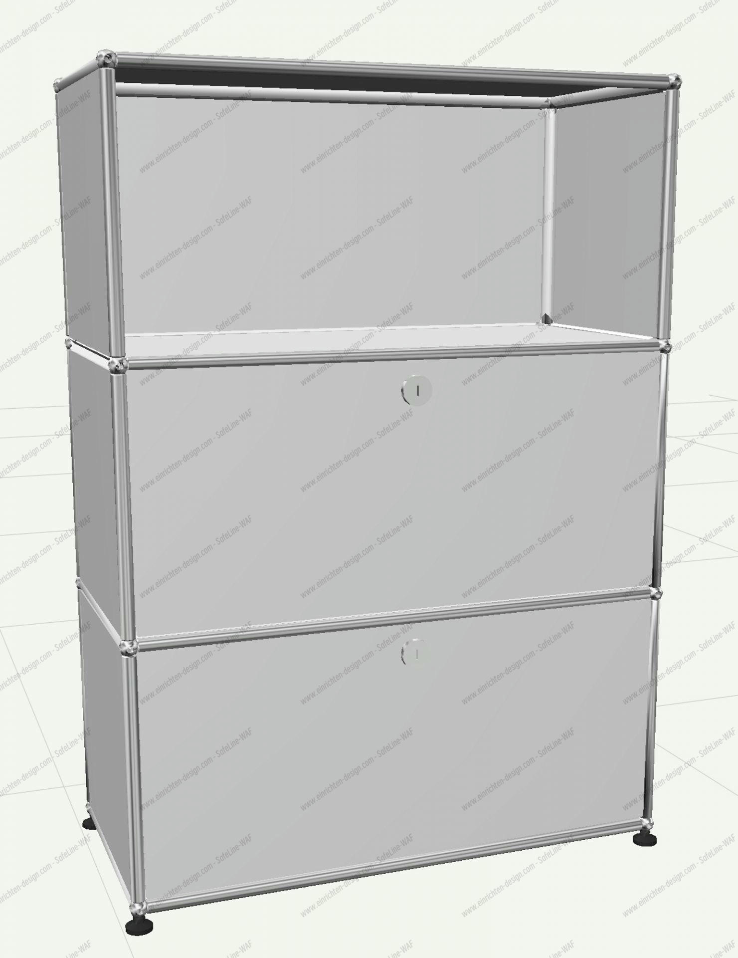USM Haller Highboard mit 2 Klappen und 1 Fach offen-lichtgrau