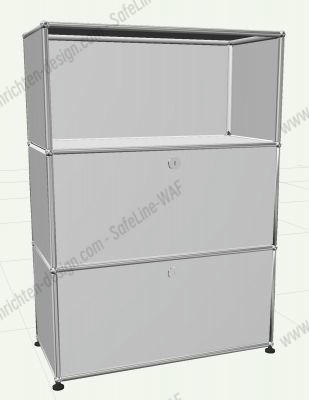 USM Haller highboard with one open compartment and 2 folding doors