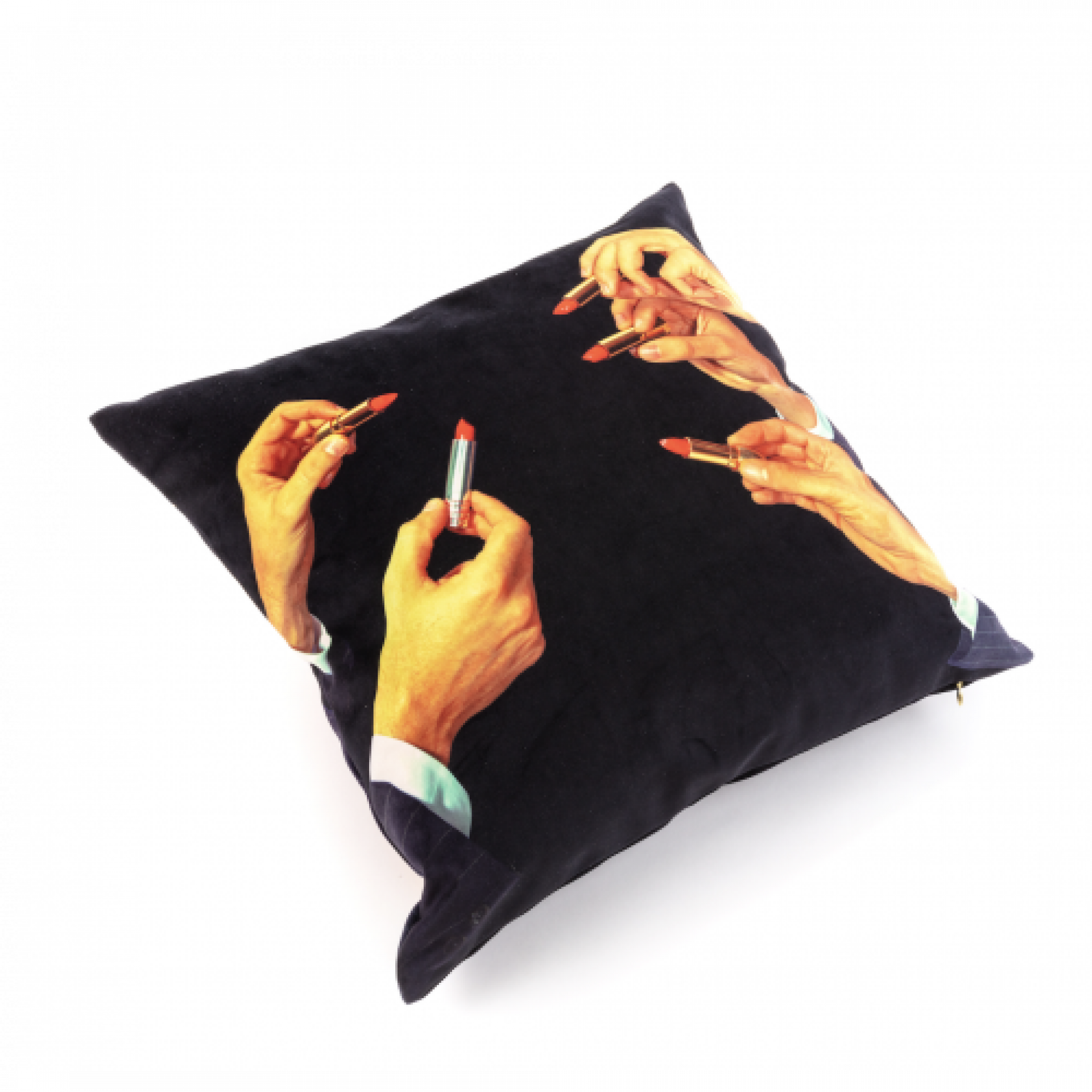 Toiletpaper Cushion Lipsticks black Seletti