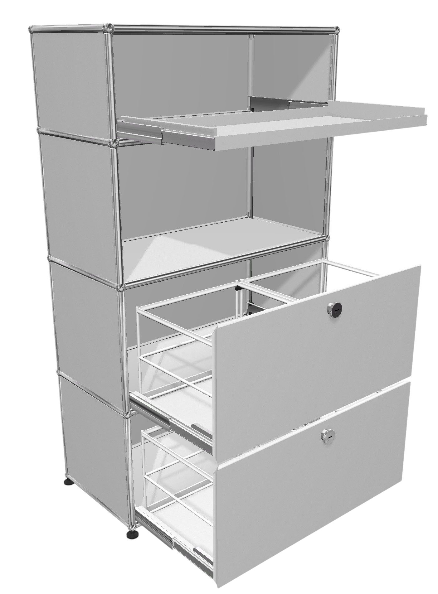 USM Haller highboard 2 pull-out doors / 1 slide-in door / 1 pull-out shelf Pure white EXHIBITION PIECE / USED FURNITURE 