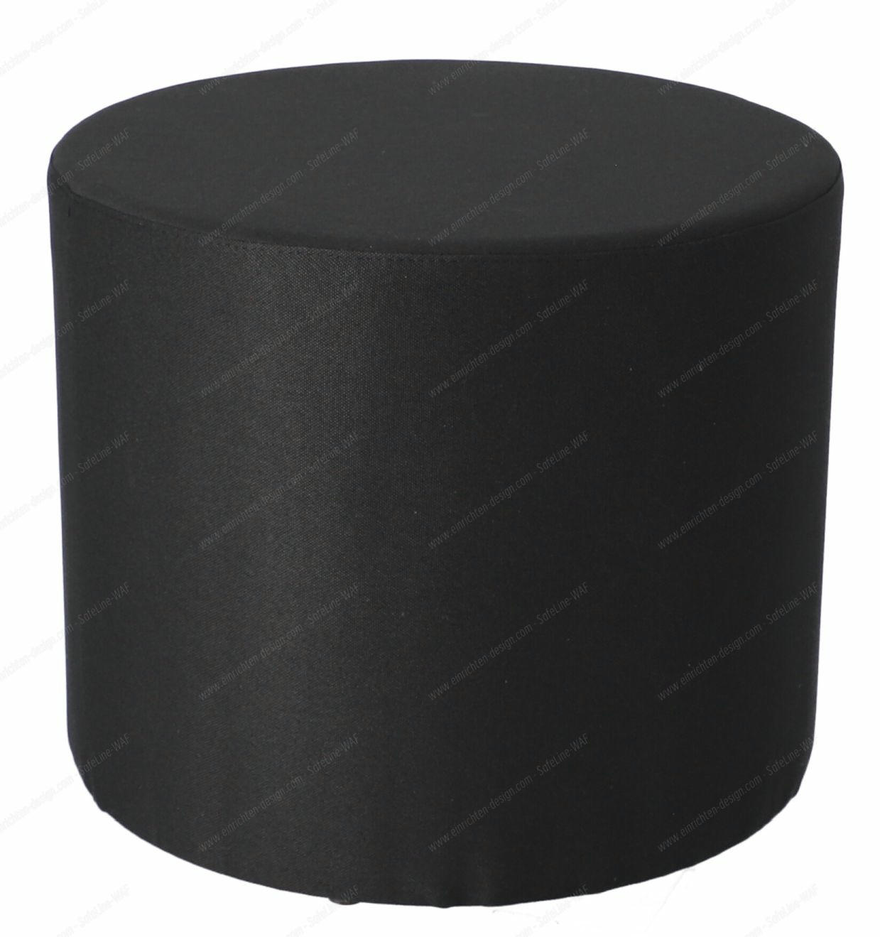 Schwarzer Rondo Pouf von Jan Kurtz, runder Sitzhocker für Wohnzimmer und Lounge, Ø 50 cm.