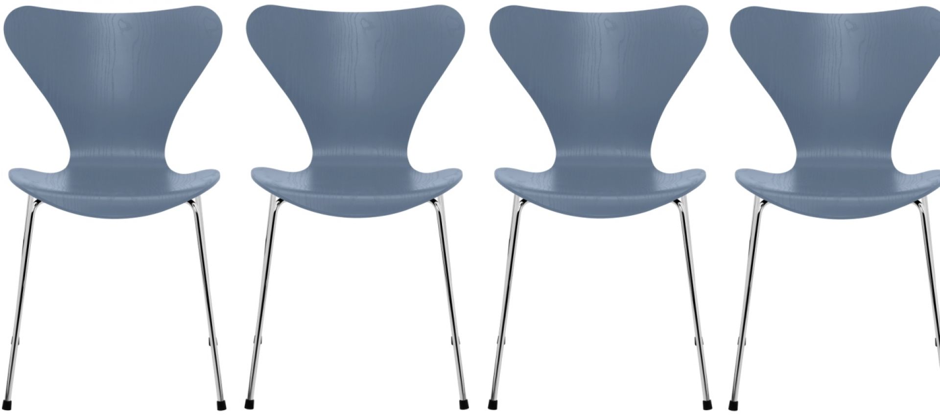 Seven / Series Chair 3107 Ash  Set of 4 Fritz Hansen Dusk  blue
