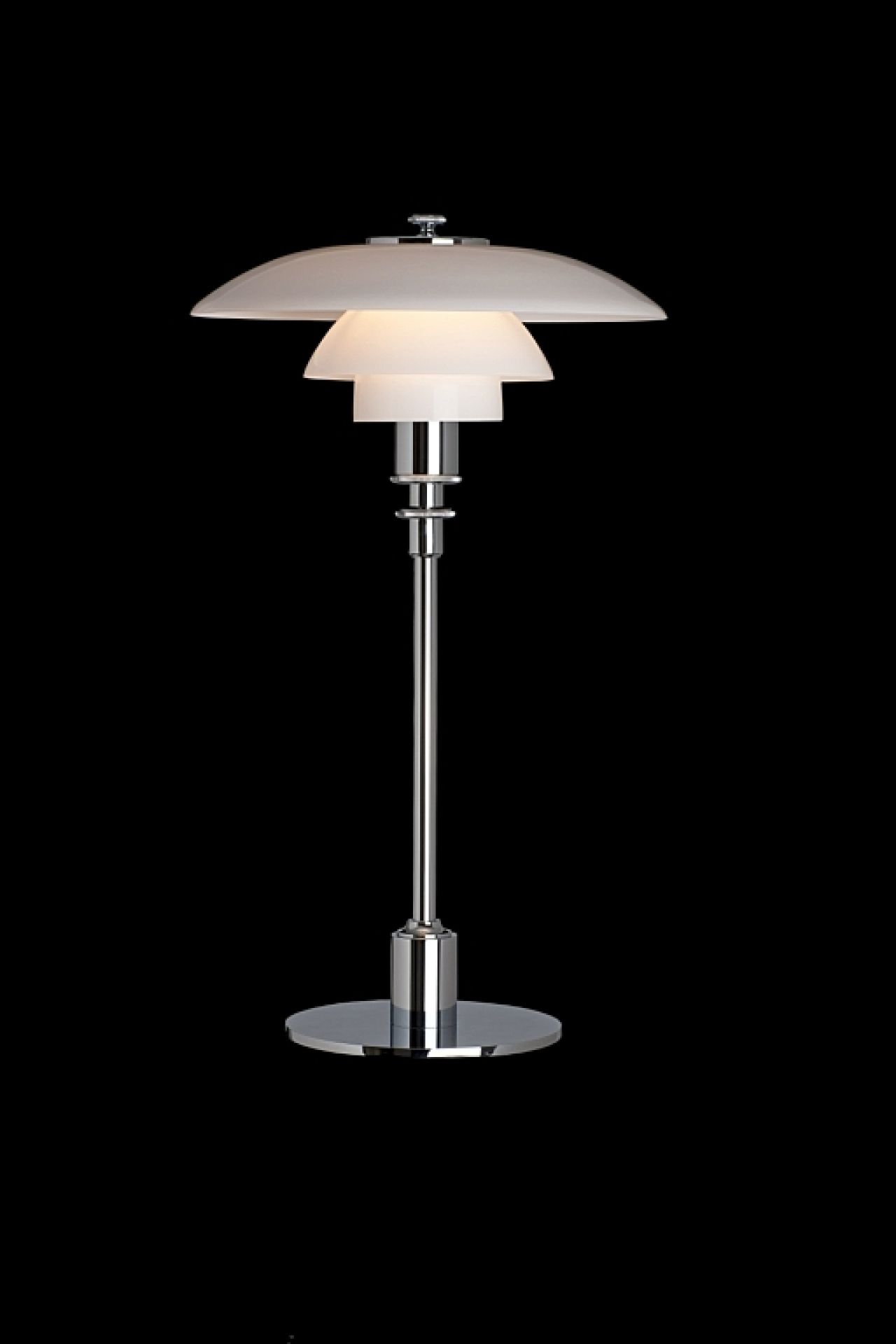 Louis Poulsen table lamp opal glass PH 3/2, Chrome plated