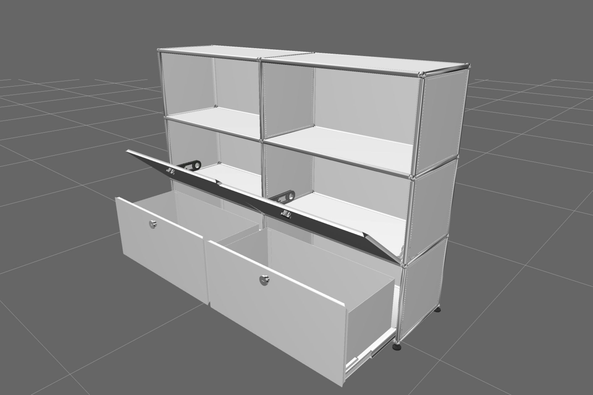 USM Haller Highboard 2 Open / 2 Flaps / 2 Drawers Pure white - FAST DELIVERY     
